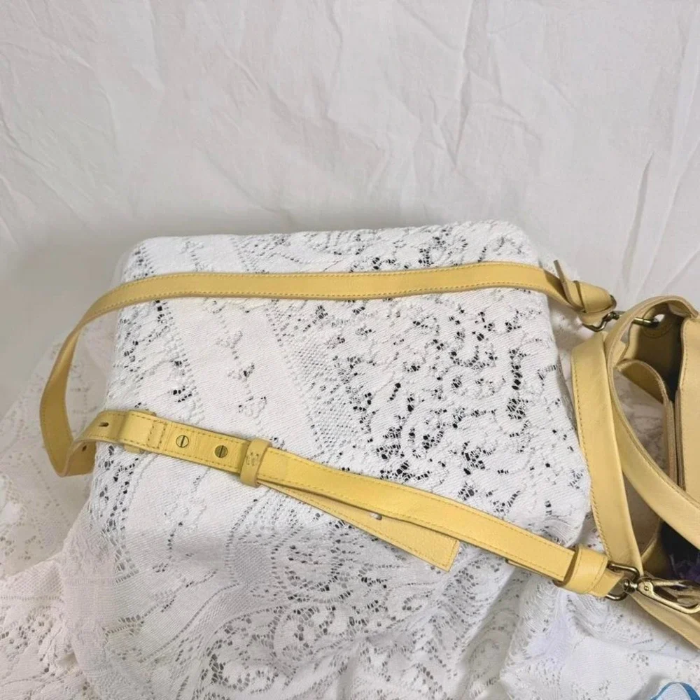 Madewell Yellow Leather Mini Crossbody Bucket Bag